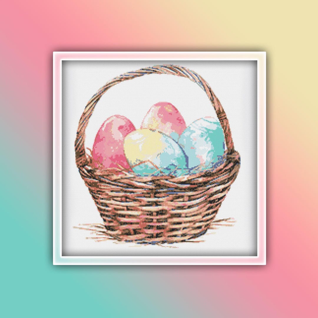 Easter Eggs Basket Cross Stitch Pattern 1 Instant PDF Download - Basket ...