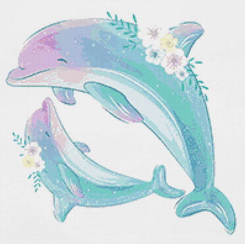 Dolphins Cross Stitch Pattern 2 Instant PDF Download | Etsy
