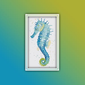 Sea Horse Cross Stitch Pattern Instant PDF Download - Sea Horse Watercolor Cross Stitch Pattern - Animal Cross Stitch Pattern
