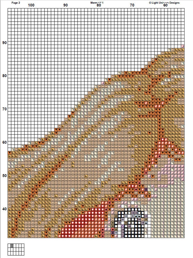 Mermaid Cross Stitch Pattern Instant PDF Download - Mermaid Watercolor ...