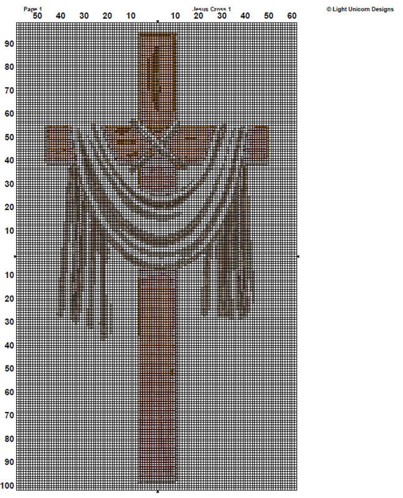 Jesus Cross Cross Stitch Pattern 1 Instant PDF Download | Christianity Watercolor Cross Stitch Pattern | Wooden Cross Stitch Pattern | image 4