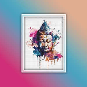 Buddha-Kreuzstichmuster 10 Sofort-Download Sofortiger PDF-Download - Buddha-Aquarell-Kreuzstichmuster
