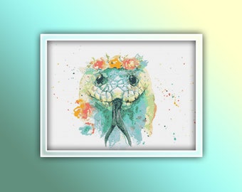 Motif serpent au point de croix 3 Téléchargement instantané en PDF - motif serpent vert au point de croix aquarelle - motif reptile au point de croix