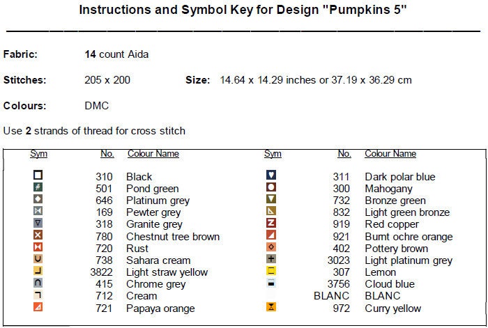Pumpkins Cross Stitch Pattern 5 Instant PDF Download - Autumn ...