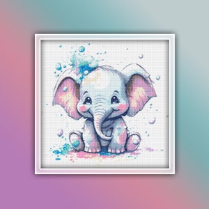 Elephant Cross Stitch Pattern 1 Instant Download Instant PDF Download - Baby Elephant Watercolor Cross Stitch Pattern - Africa Animals