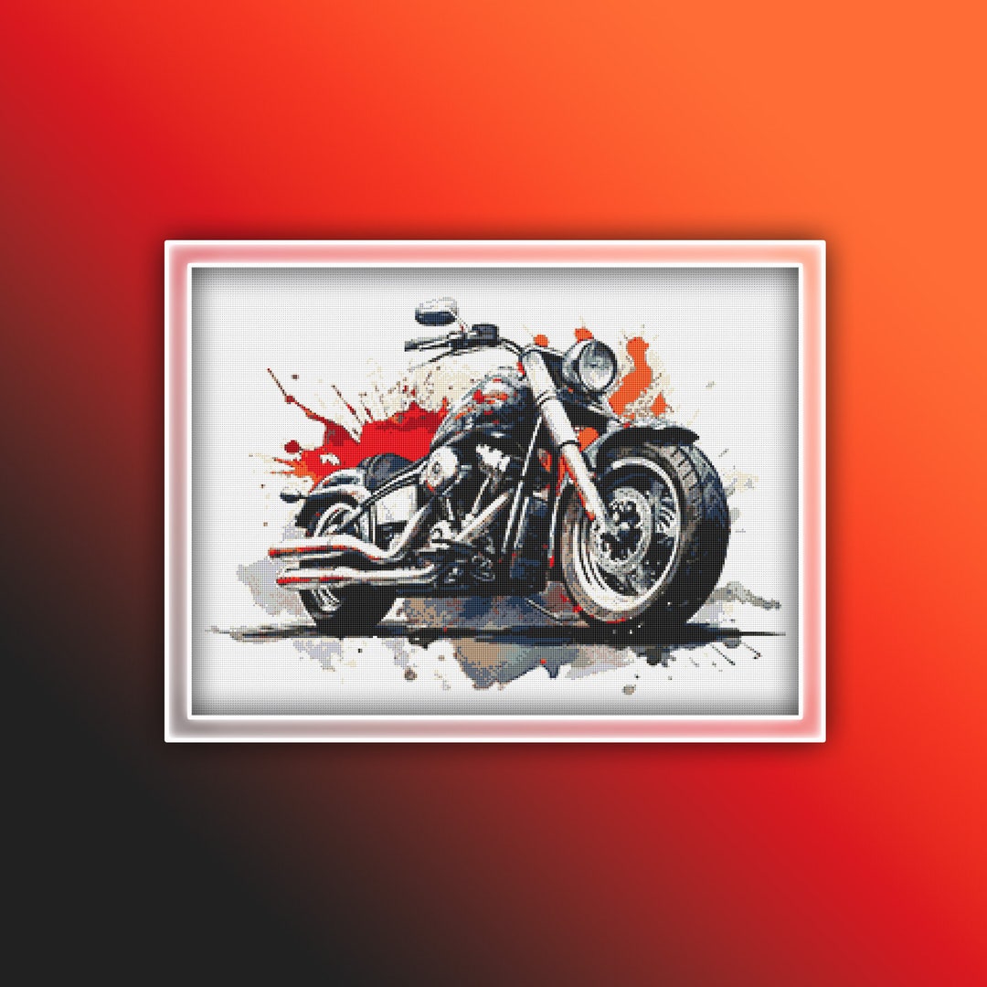 Harley Davidson Cross Stitch Pattern 7 Instant PDF Download Motorbike