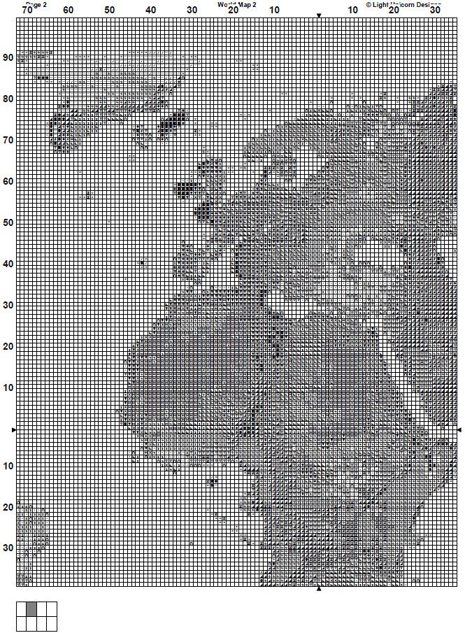 World Map Cross Stitch Pattern 2 Instant PDF Download - Earth ...