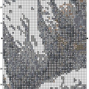May include: A black and white cross stitch pattern with a variety of gray, white, and black squares. The pattern is on a white background with a grid of 30 squares by 30 squares. The pattern is labeled "Page 6" and "Book 10".