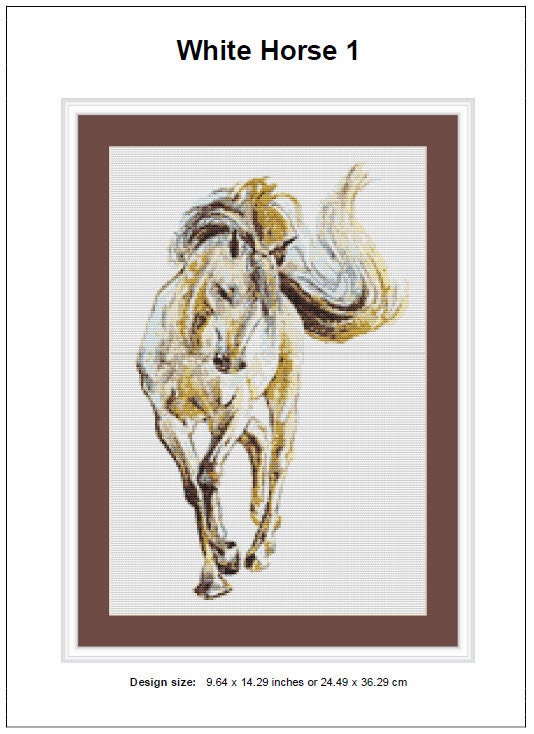 White Horse Cross Stitch Pattern 1 Instant PDF Download - Horse ...