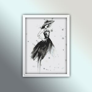 Woman Cross Stitch Pattern 30 Instant PDF Download - Woman Watercolor Cross Stitch Pattern