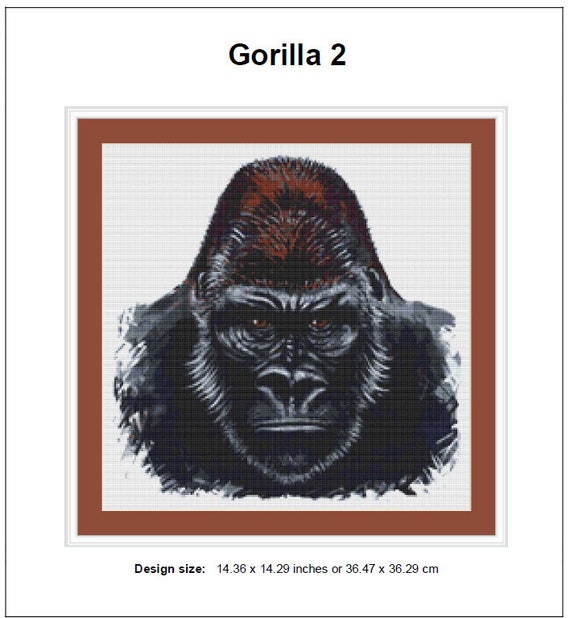 Gorilla Cross Stitch Pattern 2 Instant PDF Download Gorilla