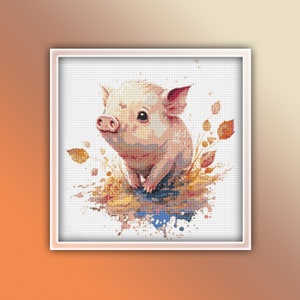 Pig Cross Stitch Pattern 14 Instant PDF Download - Potbelly Pig Watercolor Cross Stitch Pattern - Piggy - Piglet Cross Stitch Pattern