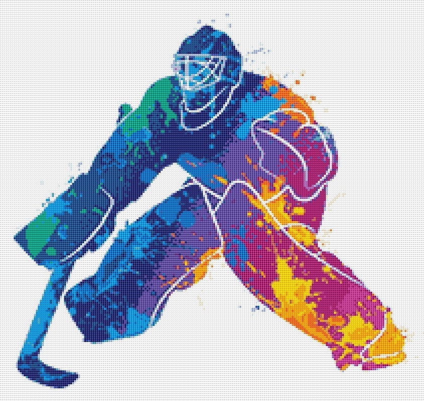 Ice Hockey Goal Keeper Cross Stitch Pattern 1 Instant PDF Etsy