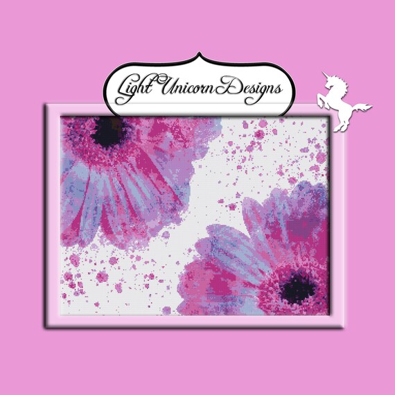 Purple daisy cross stitch pattern english edition