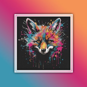 Abstract Fox Cross Stitch Pattern 1 Instant PDF Download - Fox Watercolor Cross Stitch Pattern - Woodland Animals Cross Stitch Pattern