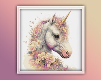 Schema punto croce unicorno Cavallo 21 Download istantaneo del PDF - Schema punto croce acquerello unicorno - Schema punto croce animale