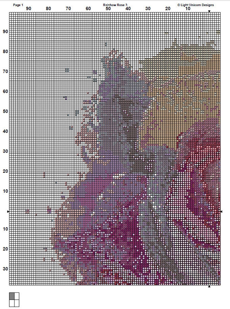 Rainbow Rose Cross Stitch Pattern 3 Instant PDF Download - Single Rose Watercolor Cross Stitch Pattern - Flower Cross Stitch Pattern image 5