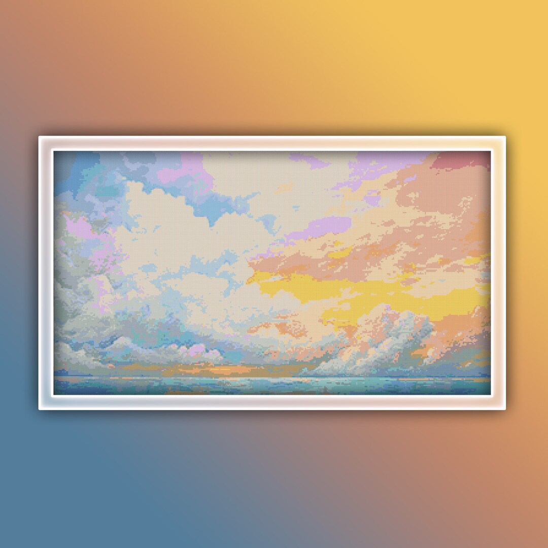 Cloud Painting Cross Stitch Pattern 1 Instant PDF Download - Clouds in ...