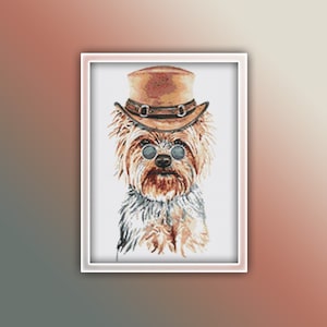 Yorkshire Dog Cross Stitch Pattern 2 Instant PDF Download - Yorkshire Terrier Watercolor Cross Stitch Pattern - Dog Cross Stitch Pattern