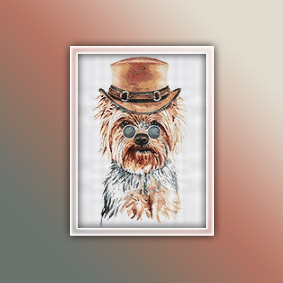 Yorkshire Dog Cross Stitch Pattern 2 Instant PDF Download - Yorkshire Terrier Watercolor Cross Stitch Pattern - Dog Cross Stitch Pattern