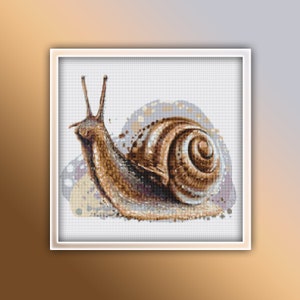 Snail Cross Stitch Pattern 1 Instant PDF Download - Garden Snail Watercolor Cross Stitch Pattern - Snail Cross Stitch Pattern