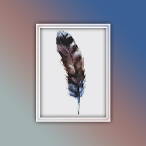 Feather Cross Stitch Pattern 1 Instant PDF Download- Feather Watercolor Cross Stitch Pattern