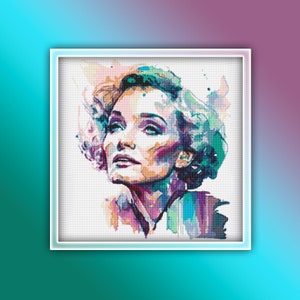 Marlene Dietrich Cross Stitch Pattern 2 Instant PDF Download - Marlene Dietrich Watercolor Cross Stitch Pattern - Singer Actress Vintage