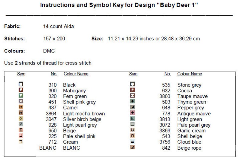 Baby Deer Cross Stitch Pattern 1 Instant Download Instant PDF Download ...