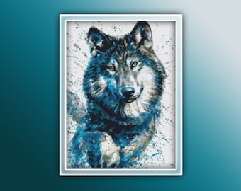 Wolf Cross Stitch Pattern 4 Instant PDF Download - Wolf Watercolor Cross Stitch Pattern - Animal Cross Stitch Pattern