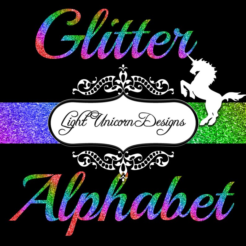 rainbow glitter alphabet clipart scrapbooking digital set etsy