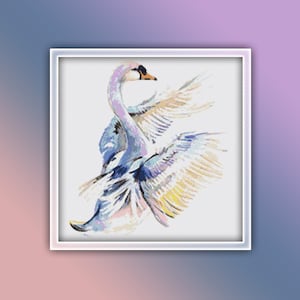Swan Cross Stitch Pattern 4 Instant PDF Download - Swan Watercolor Cross Stitch Pattern - Bird Cross Stitch Pattern