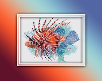 Lion Fish Cross Stitch Pattern 2 Instant Download Instant PDF Download - Pterois Cross Stitch Pattern - Firefish Cross Stitch Pattern