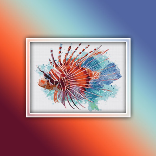 Lion Fish Cross Stitch Pattern 2 Instant Download Instant PDF Download - Pterois Cross Stitch Pattern - Firefish Cross Stitch Pattern