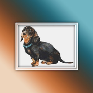 Dachshund Cross Stitch Pattern 3 Instant PDF Download - Dachshund Watercolor Cross Stitch Pattern - Animal Cross Stitch Pattern