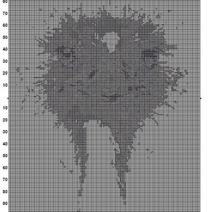 May include: A black and white cross-stitch pattern depicting an ostrich. The image is a grid-based design with the text "Ostrich 1" and "Page 1". The design is set against a white background, with the text "light Unicorn Designs" visible.