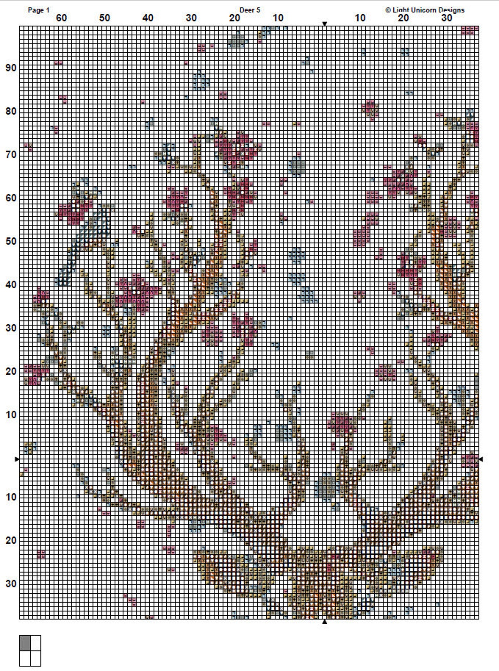 Deer Cross Stitch Pattern 5 Instant PDF Download - Deer Watercolor ...