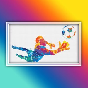 Fußball-Torwart-Kreuzstichmuster 2 Sofortiger Download Sofortiger PDF-Download - Fußball-Aquarell-Kreuzstichmuster - Fußball
