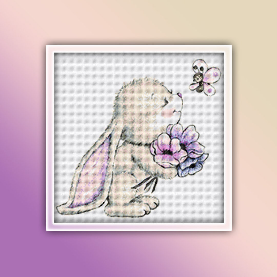 Bunny Cross Stitch Pattern 3 Instant PDF Download - Rabbit Watercolor ...
