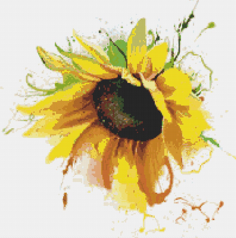 Sunflower Cross Stitch Pattern 3 Close Up Instant PDF Download Etsy