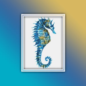 Sea Horse Cross Stitch Pattern 3 Instant PDF Download - Sea Horse Watercolor Cross Stitch Pattern - Animal Cross Stitch Pattern