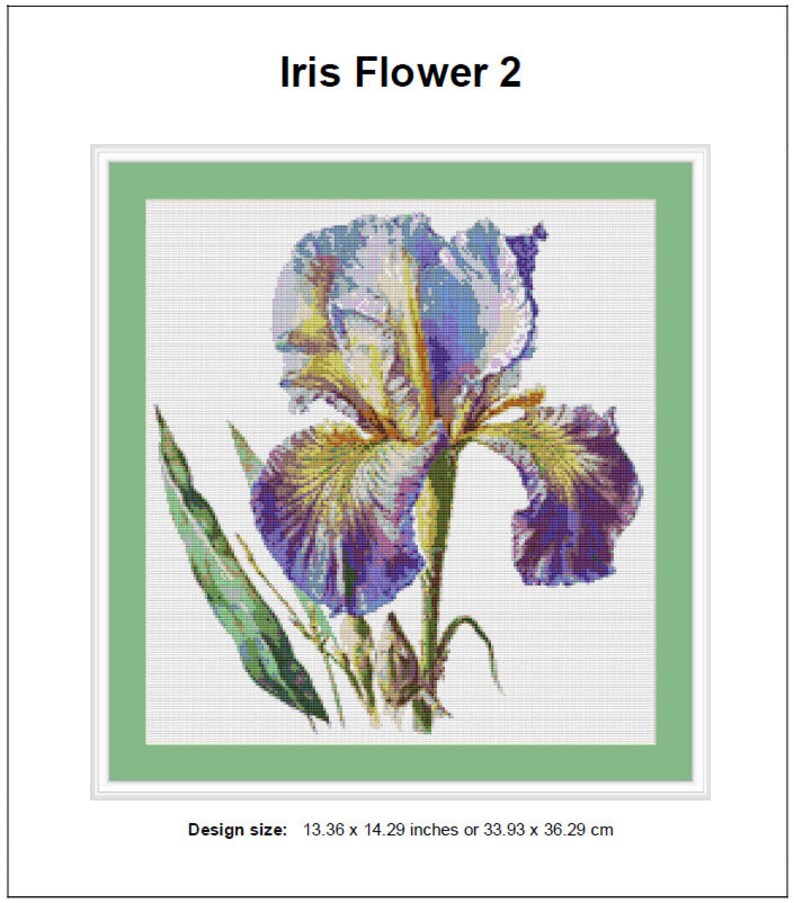 Iris Flower Cross Stitch Pattern 2 Instant PDF Download - Purple ...