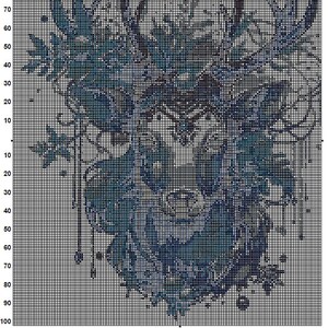 Reindeer Cross Stitch Pattern 2 Instant PDF Download - Deer Watercolor ...