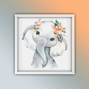 Elephant Cross Stitch Pattern 10 Instant Download Instant PDF Download - Baby Elephant Watercolor Cross Stitch Pattern - Africa Animals