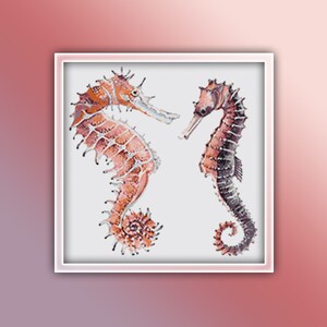 Sea Horse Cross Stitch Pattern 1 Instant PDF Download - Sea Horse Watercolor Cross Stitch Pattern - Animal Cross Stitch Pattern