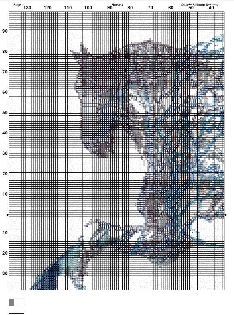 Horse Cross Stitch Pattern 4 Instant PDF Download Grey Horse Watercolor Cross Stitch Pattern Animal Cross Stitch Pattern image 5