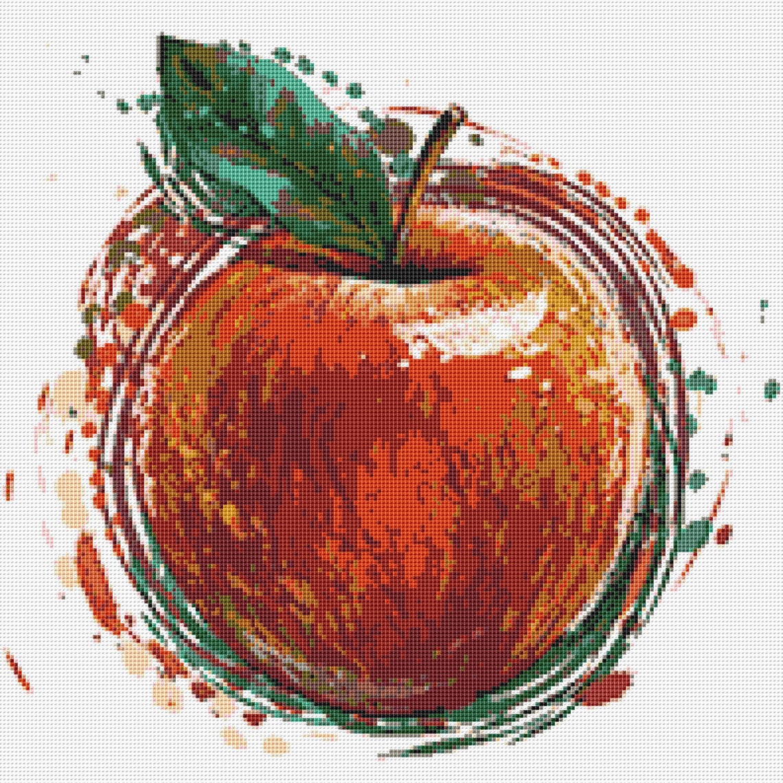 Apple Cross Stitch Pattern 1 Instant PDF Download Apple Etsy