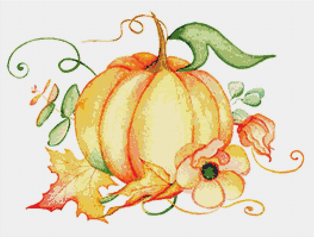 Pumpkin Cross Stitch Pattern 1 Instant PDF Download Autumn | Etsy