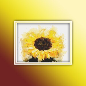 Tournesol motif point de croix 5 Téléchargement instantané au format PDF - Tournesol aquarelle point de croix - aquarelle fleur jaune - Happy Flowers