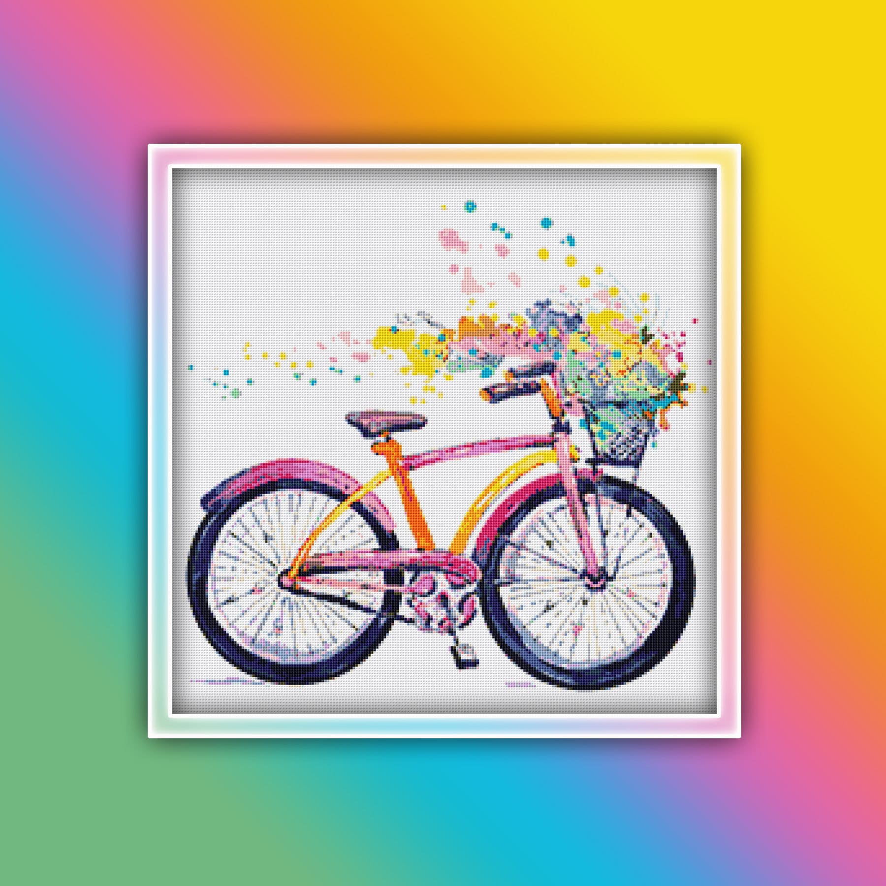 Bicycle Cross Stitch Pattern 1 Instant PDF Download Flower Etsy