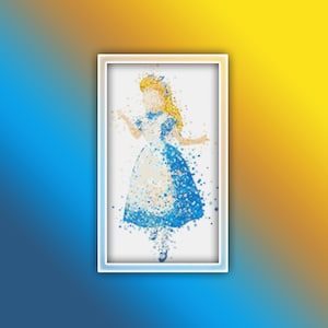 Alice in Wonderland Cross Stitch Pattern 1 Instant PDF Download - Alice Watercolor Cross Stitch Pattern